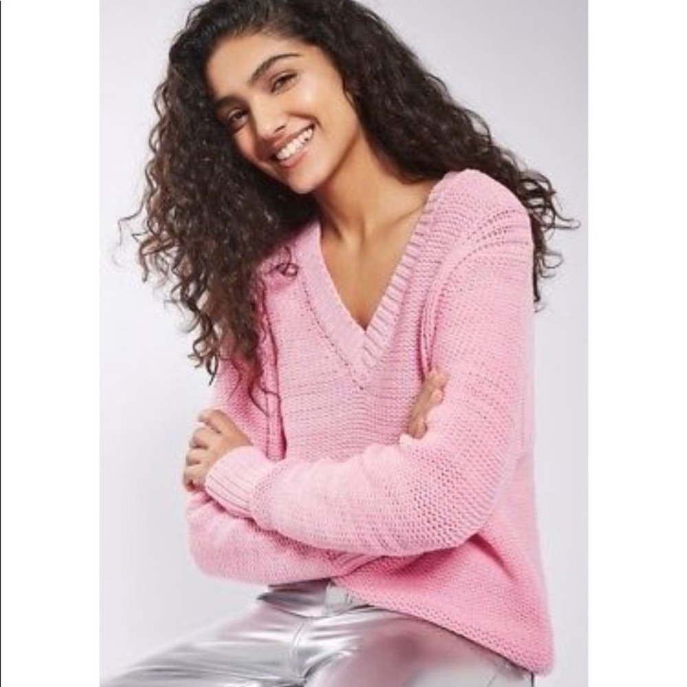 NWOT TOPSHOP Oversized Stitchy V-Neck Knit Sz 4
